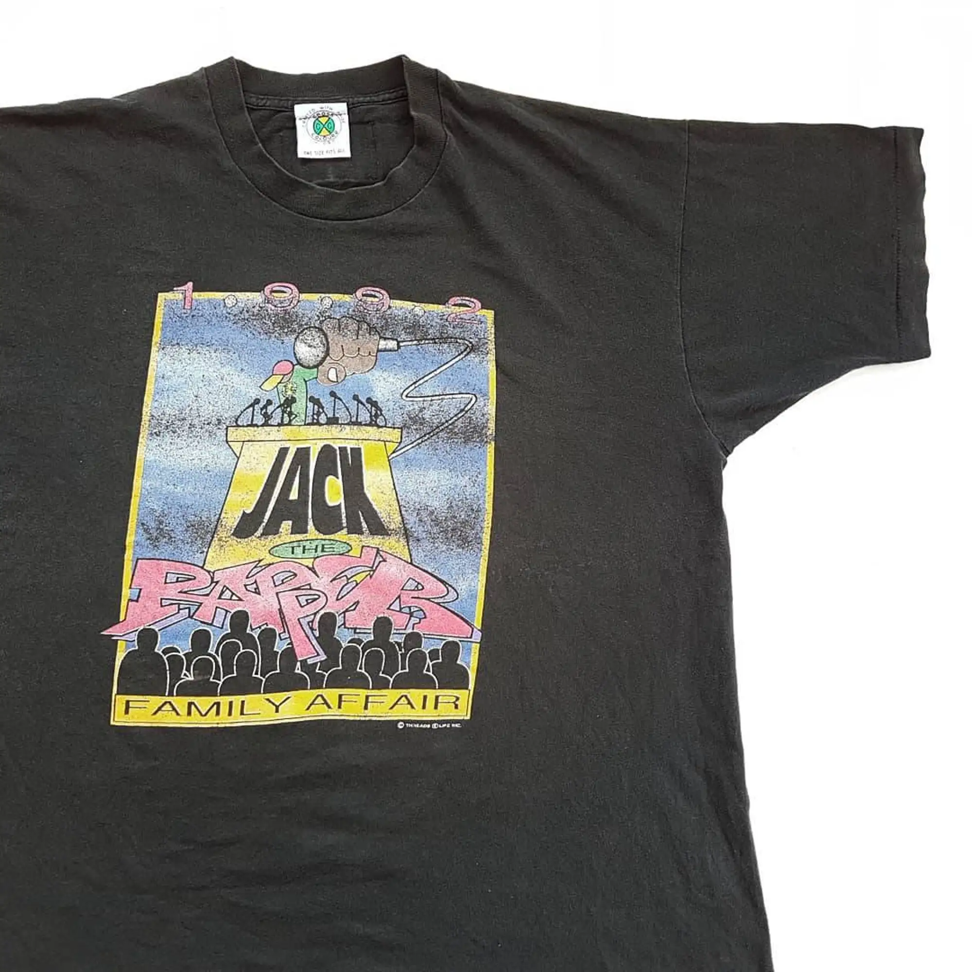 Vintage 1992 Jack the Rapper Familien angelegenheit Kreuz farben Kleidung ohne Vorurteile T-Shirt (w 24 x l 30)