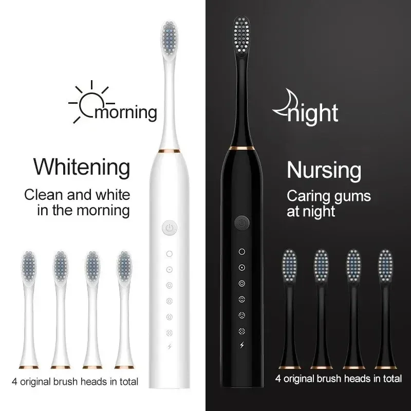 Six Speed Mode Electric Ultrasonic Toothbrush Home Soft Hair USB Charging Waterproof Adult Tooth Cleaner Automatic Couple Set