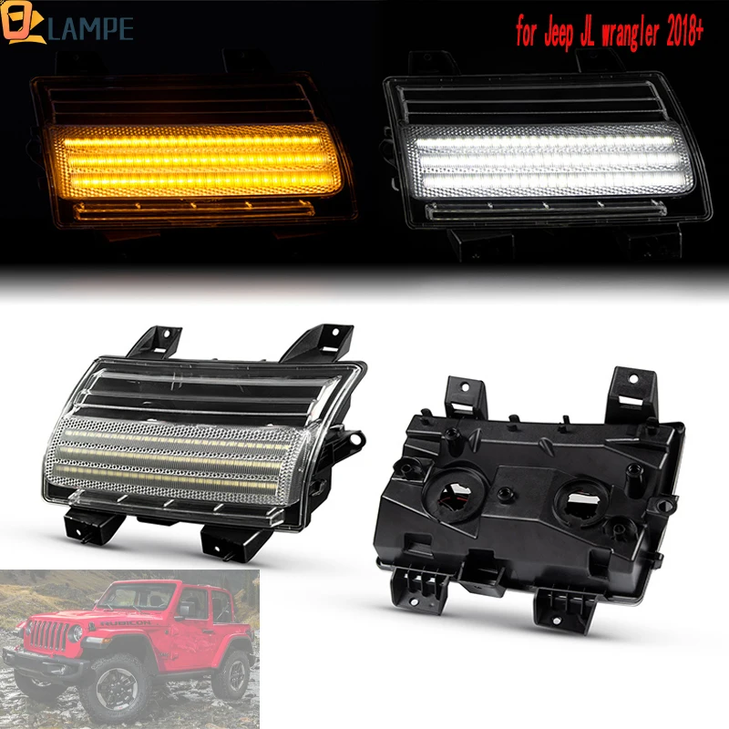 

For jeep wrangler jl led Front Bumper Turn signal light New Daytime Running White DRL Lights for Jeep JL LOW Configuration