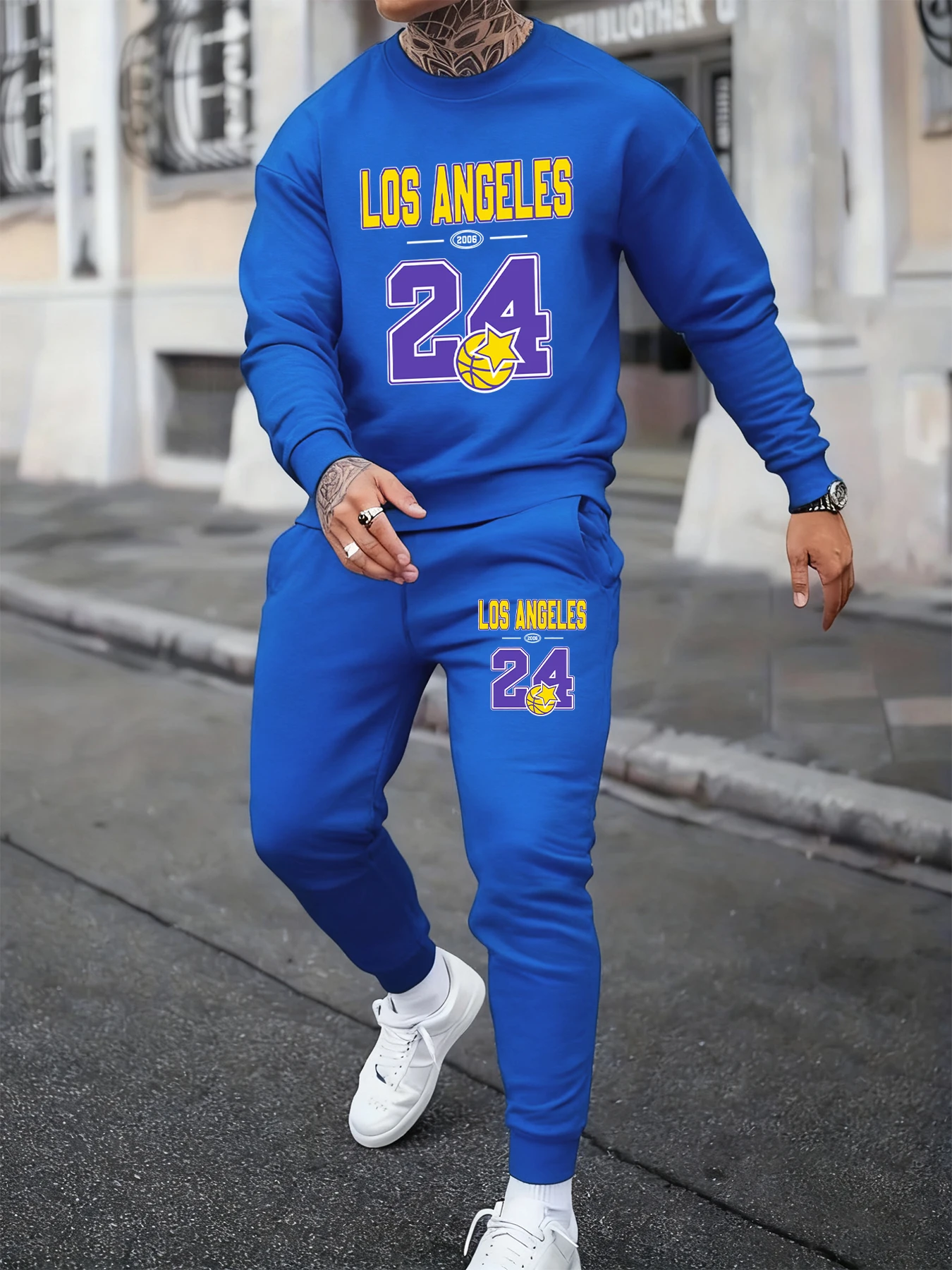 

Los Angeles Number 24 Jersey Printed Man'Sautumn Sweatshirt Set Crewneck Sporty Two Pieces Sets Autumn Casual Pants Loose Shirt