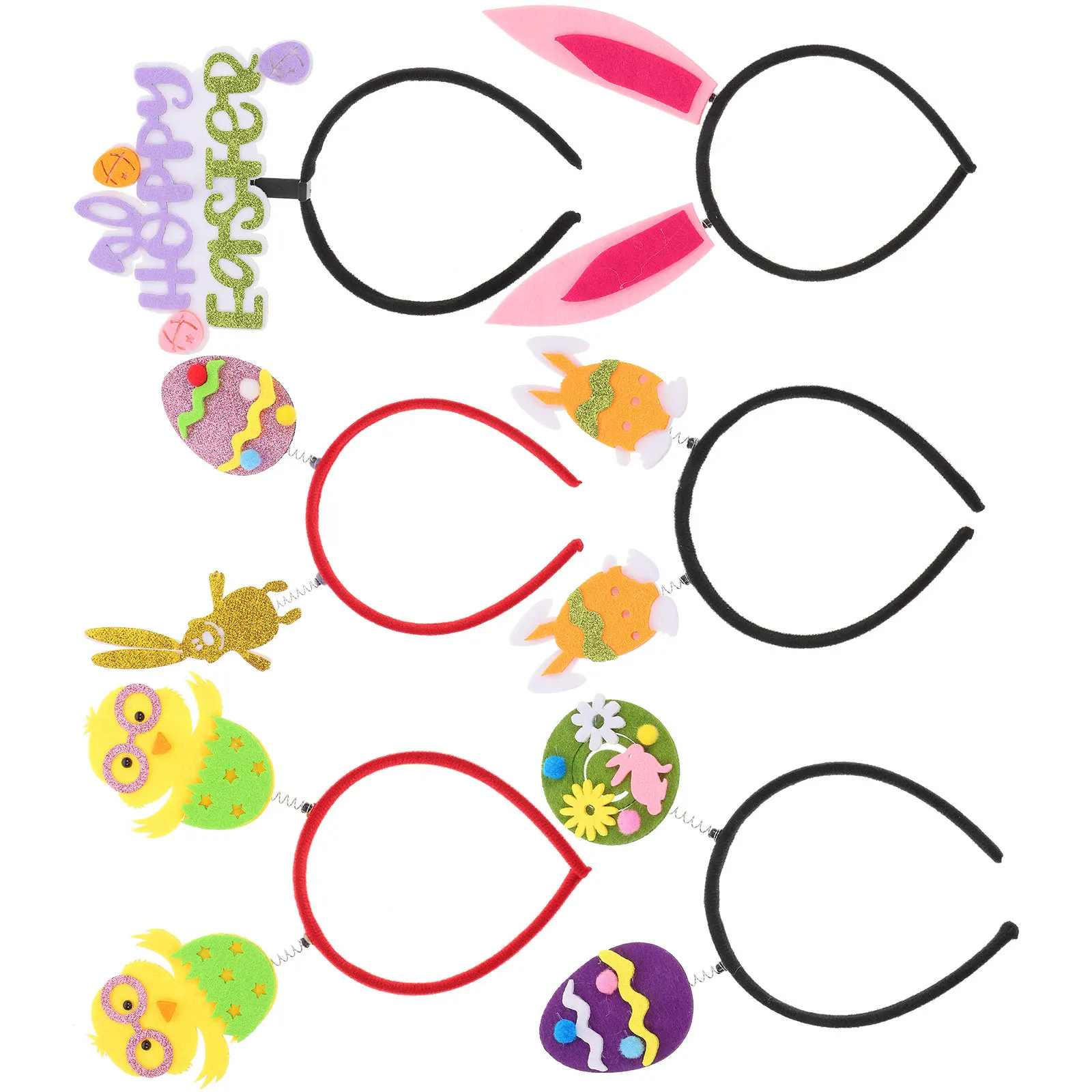6Pcs Easter Hairband Set Lovely Cartoon Decorative Headband for Girls Birthday Party Theme Costume Reusable Chic Floral Hair