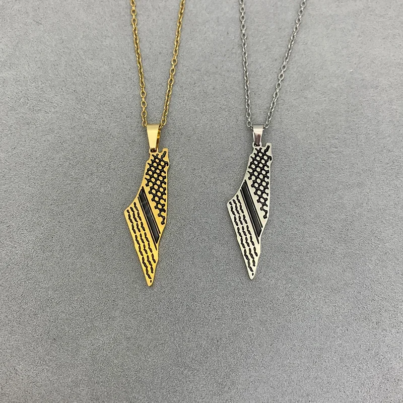 الفولاذ المقاوم للصدأ الكوفية وشاح نمط سلسلة بدلاية القلائد هندسية خريطة سلسلة مجوهرات هدية إكسسوارات جذابة