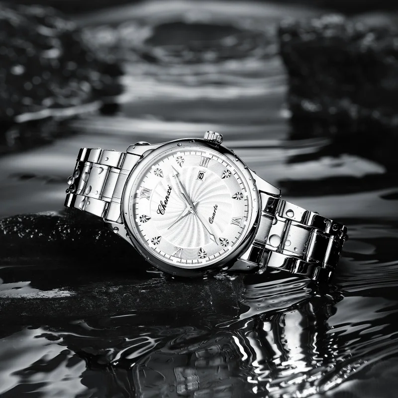 CHENXI 012 Reloj de cuarzo para hombre Reloj de pulsera simple de moda Calendario Luminoso Resistente al agua Relojes de negocios de acero inoxidable para hombres