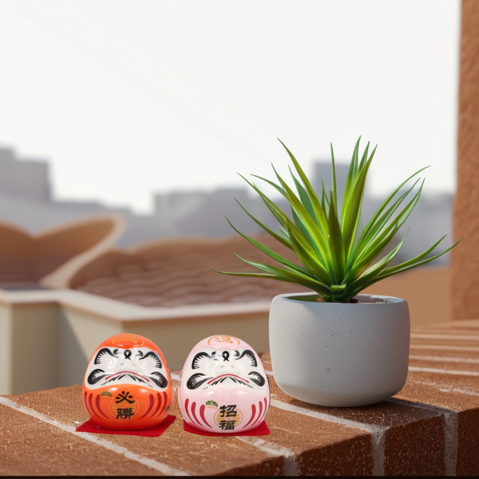 

1Set Japanese Ceramic Egg Small Zen Ornament for Home Decor Car Dashboard Lucky Wealth Figure Traditional Japanese Good Luck