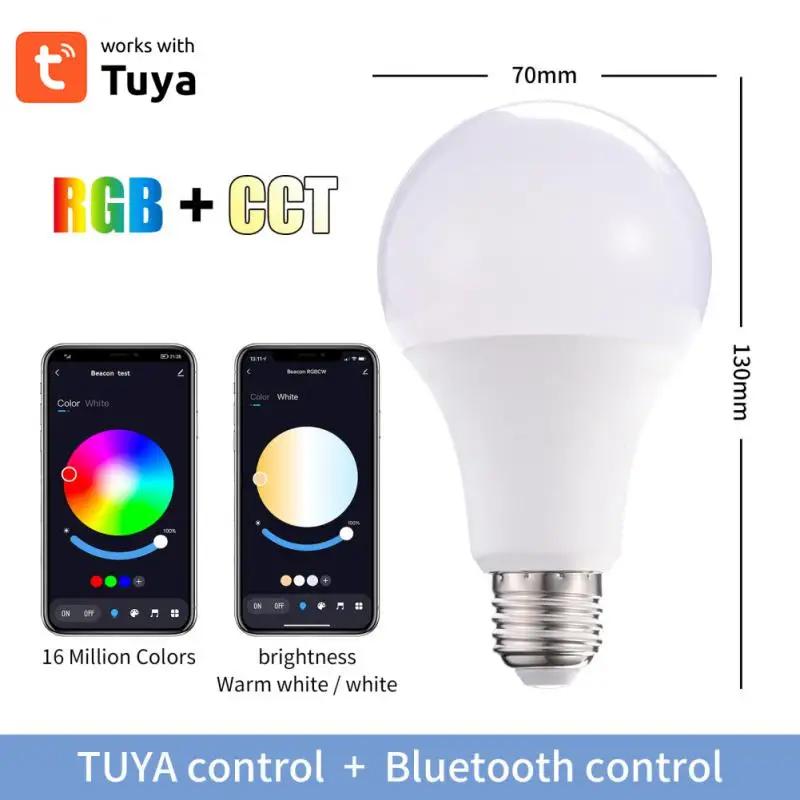 Smart Led Bulb Tuya Bluetooth RGBCW Light Bulb Phone APP Control E27 220V-240V 110V Colorful LED Lamp For Bedroom Ambient Light