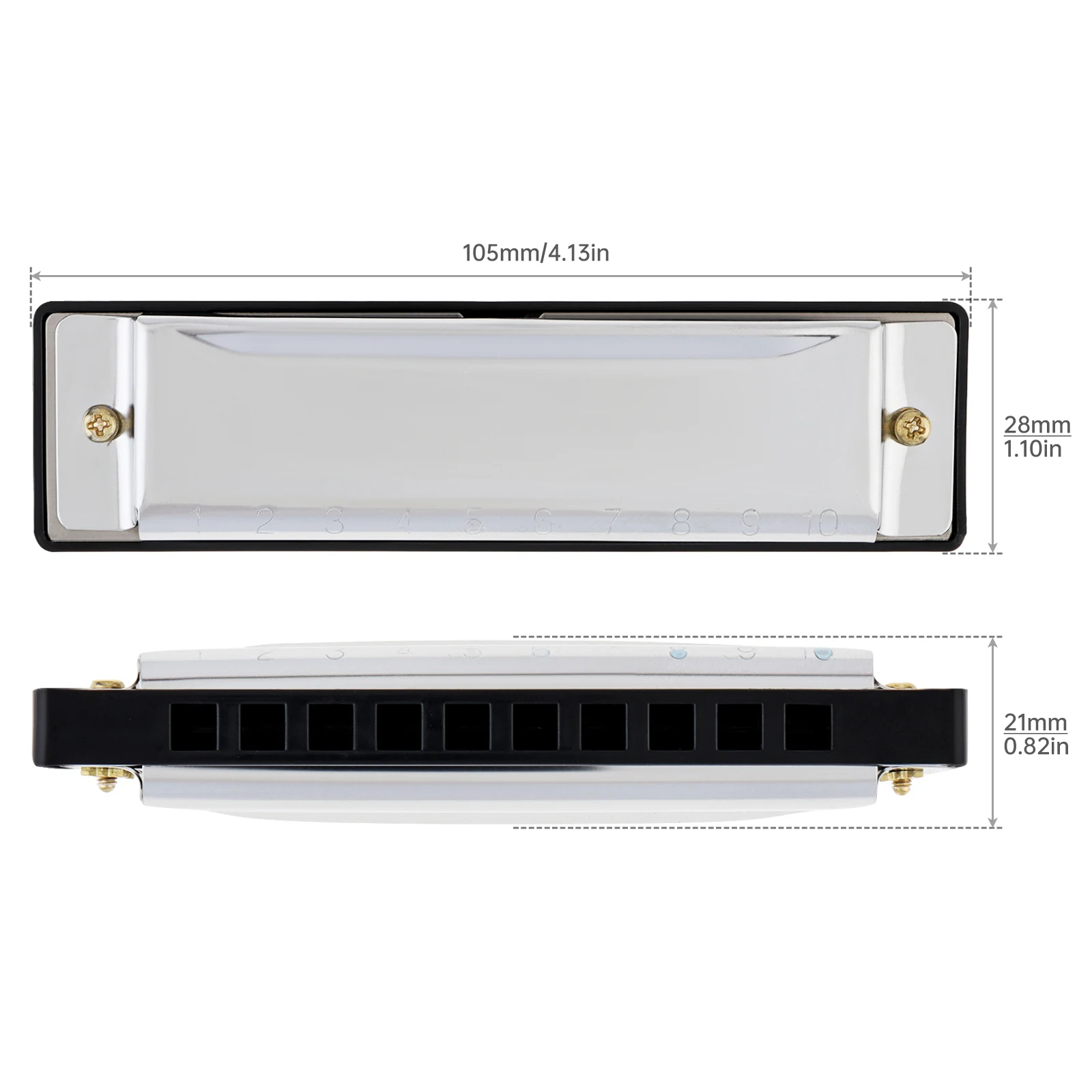 10 Holes Professional Blues Harmonica Musical Instrument Stainless Steel Mouth Organ for Children Gifts