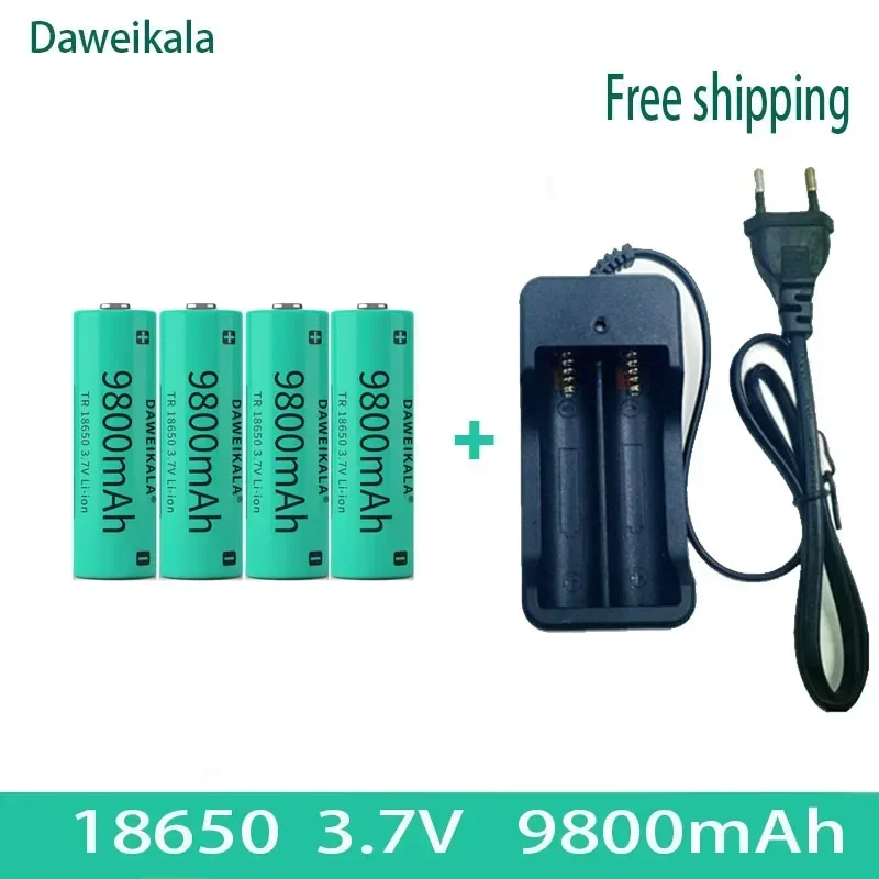 

2023brand new rechargeable battery 3.7V 18650 9800mAh capacity lithium-ion flashlight rechargeable battery+charger