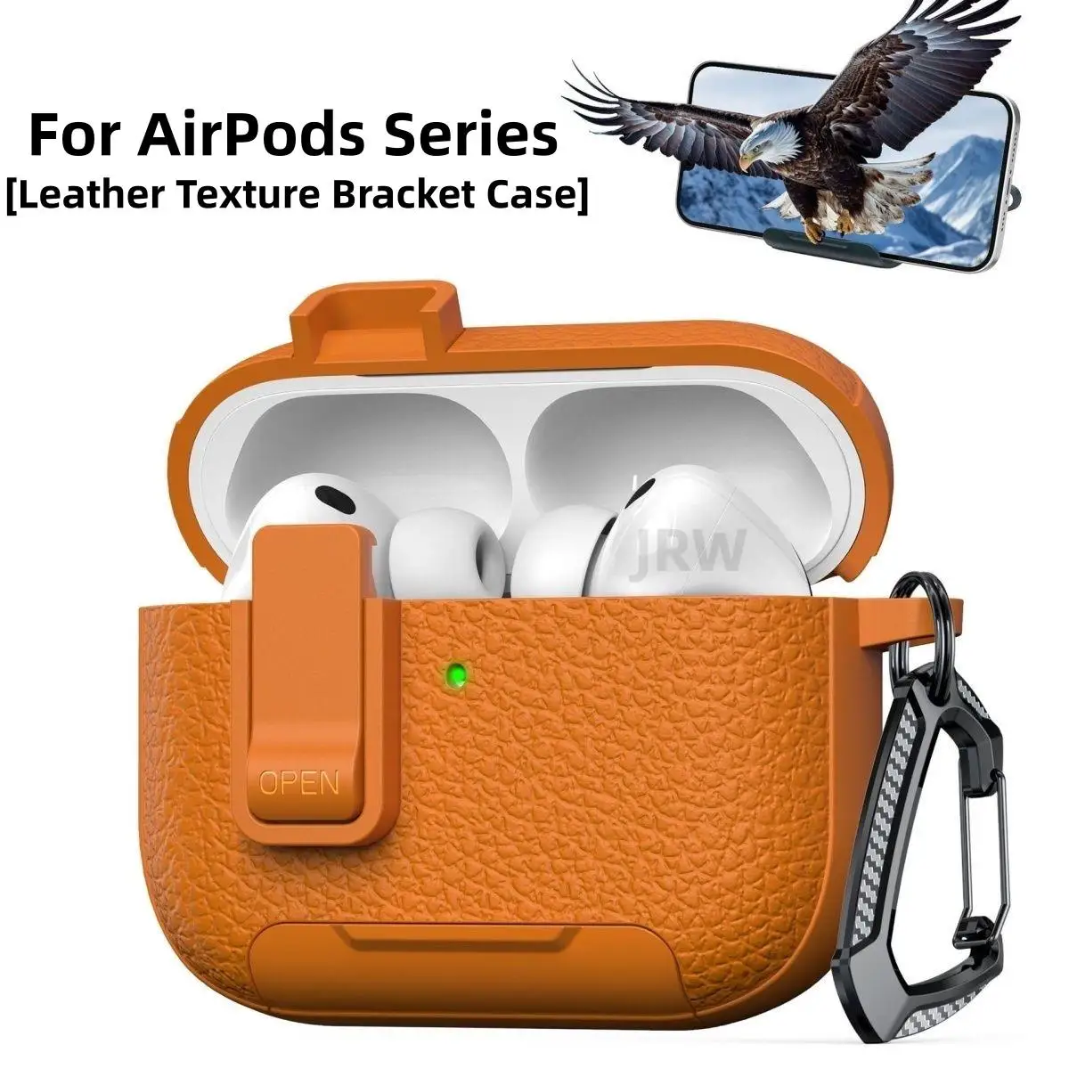 Kopfhörerhülle für AirPods Pro 3/Pro 2/Pro/4 PU-Lederhülle mit Karabiner & Telefonständer Schutzhülle für AirPods 4/Pro 3
