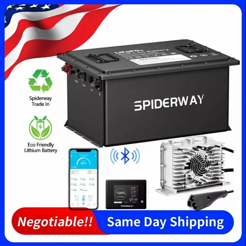 

Литиевая батарея LiFePO4 для гольф-кара 48 В, 105 Ач с зарядным устройством 48 В, 25 А для EZGO Express L4/L6/S4/S6, RXV, TXT, Terrain 1000//250