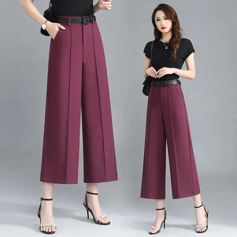 

Suit Wide-leg Pants Women's Spring And Summer 2024 Nhigh-Waisted Loose Nine-Point High-Grade Straight Breathable Joker Pants