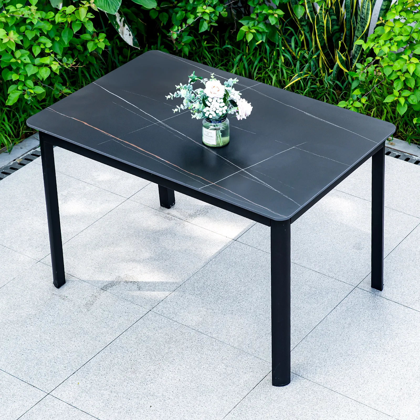 Table d'extérieur rectangulaire en fonte de roche, Table d'appoint de Style moderne, Table à manger pour la maison, meubles de cuisine pour la maison