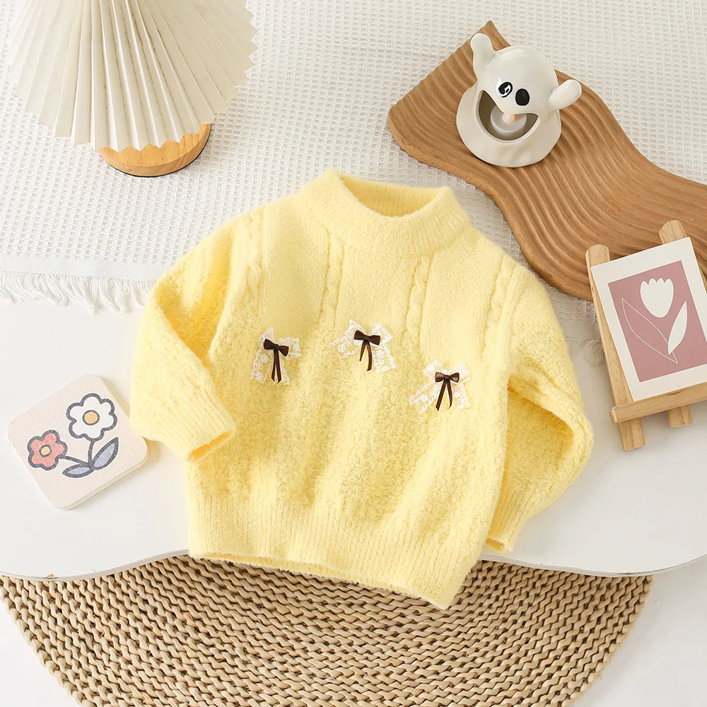 

Детские свитера на осень и зиму, пуловеры с бантом для маленьких девочек, стильные и теплые свитера для девочек от 2 до 6 лет.