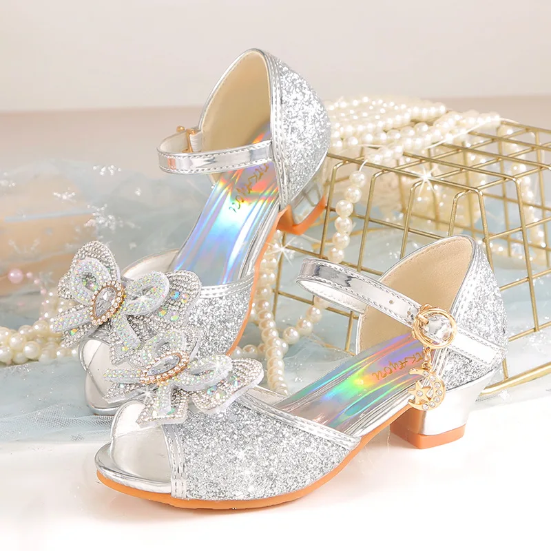 2026 Girls' Princess Sandals Children's Shoes Frozen Elsa Children's Shoes Girls Fashion Baby Pink Blue High Heel Shoes Size - view 4