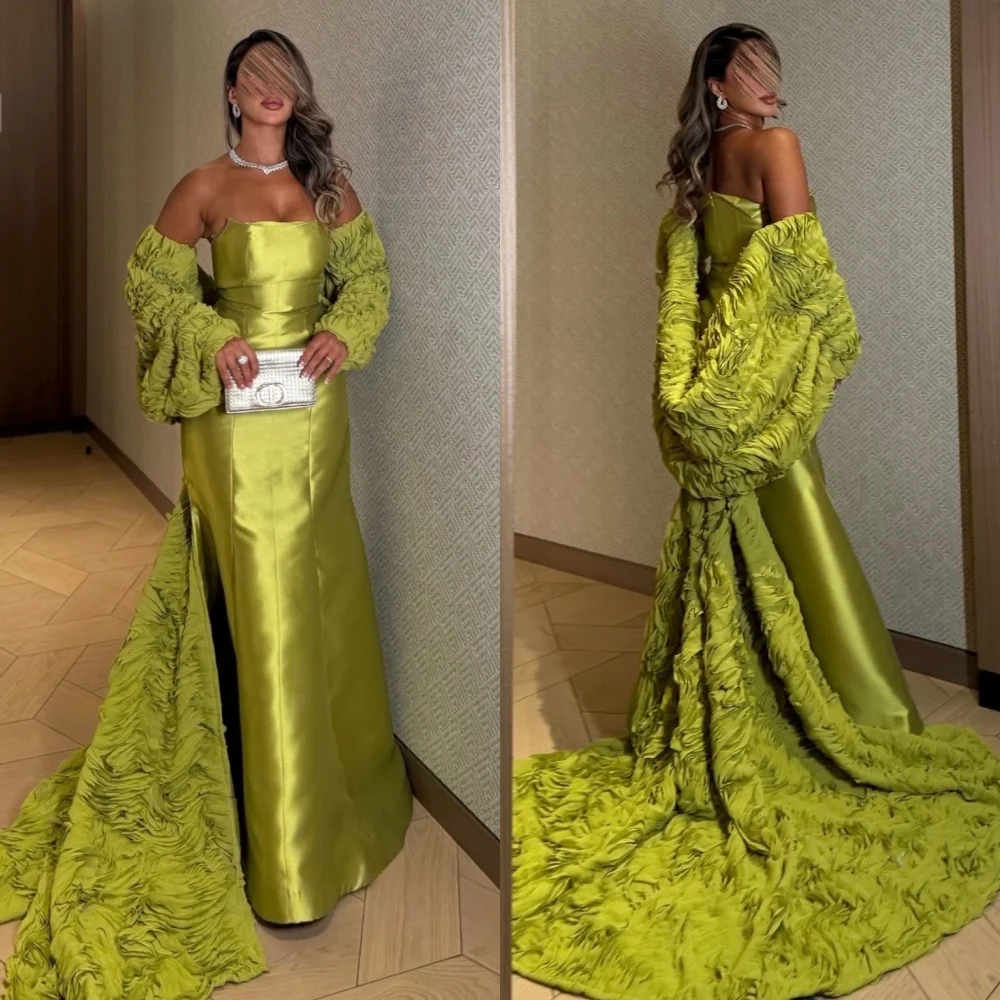 

Customized Exquisite Intricate Pleat Ruched Mermaid Strapless Long Dresses Bespoke Occasion Dresses Sizes Available High Quality