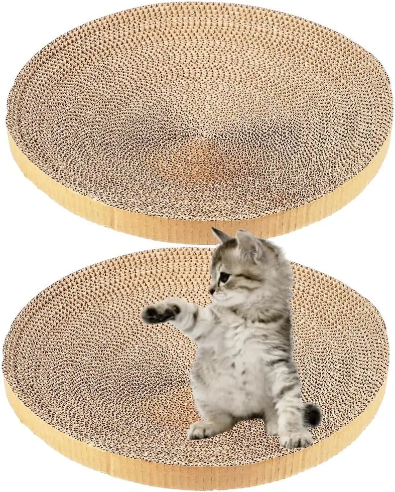 

2 упаковки круглых подушечек для кошачьих когтеточек, диаметр 13,58 дюйма, замена гофрированного картона из переработанного картона для домашней когтеточки