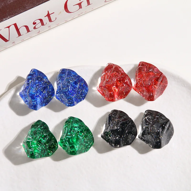 Bling Glitter Irregular Geometry Stone Shape Resin Ornament Accessories Cameo Beading Material Craft 40pcs 20*25*17mm