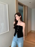 Sexy Chic Knitted oulder Bared Top Women's Faionable Trendy Small irt Unique Ele Upper Body Korean Sle Commute - Image 4