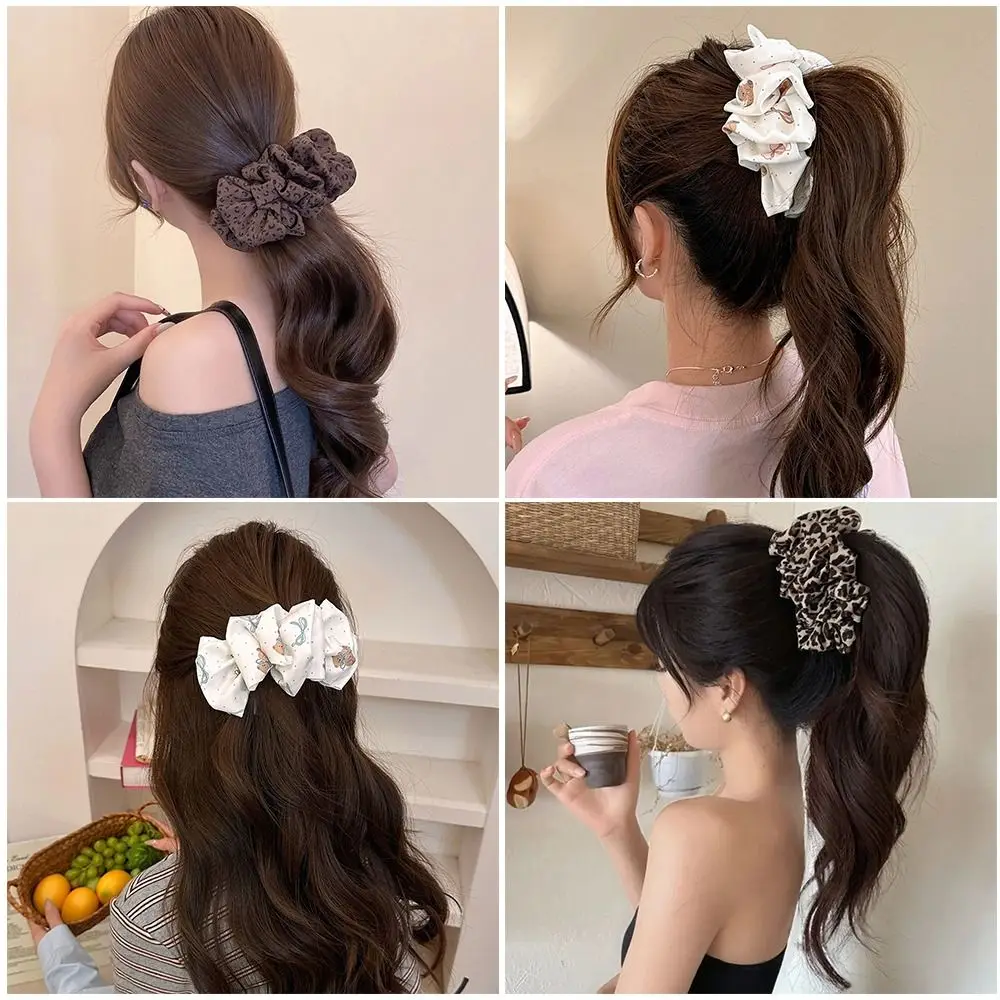 

Sweet Polka Dot Bear Bow Hair Clip Large Double Sided Hair Claw Hair Accessories Seersucker Bowknot Ponytail Clip