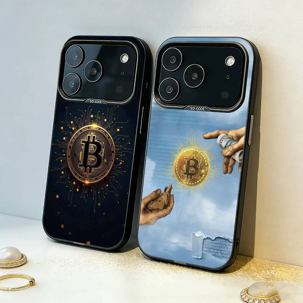 

1PC Digital A-Art C-Currency B-Bitcoin Phone Case For iPhone17,16,15,14,13,12,11,Pro,MAX Gray Matte Silicone Black Cover