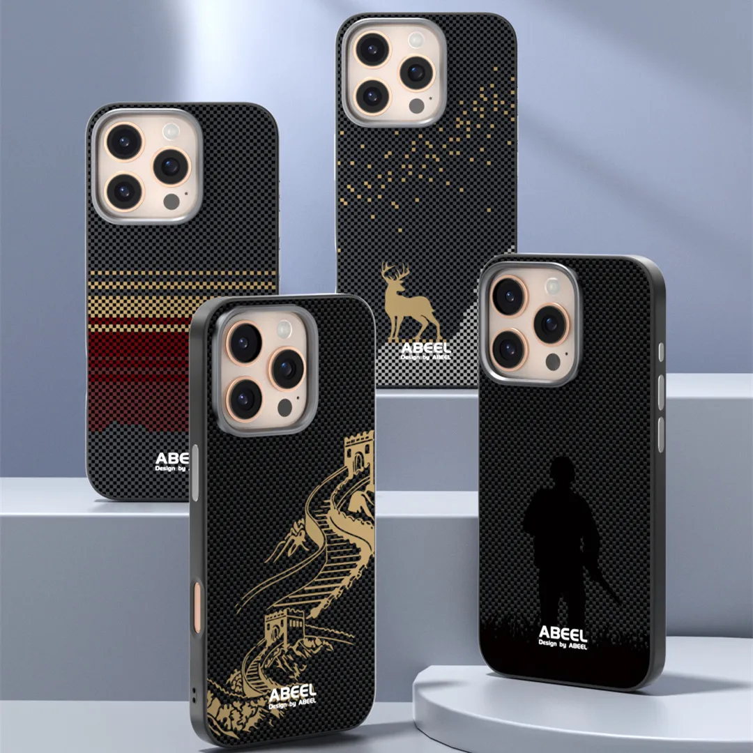 

Matte Magsafe Great Wall Deer Grain Soft TPU Frame Case for iPhone 16 15 Pro Max 14 Sunset Soldier Magnetic PC Armor Back Cover