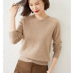 High Quality Pure Colors Spring Autumn Winter European Style Women Fashion Pullovers Knitted Cashmere Wool Sweater Lady Big Size