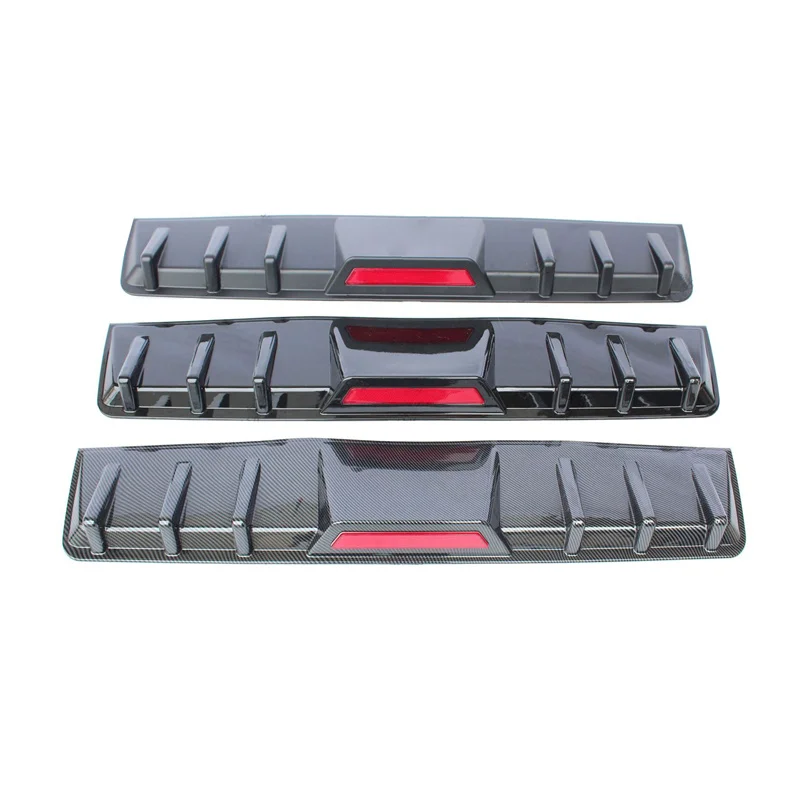 

Universal Rear Bumper Lip Diffuser Black Carbon Fiber Pattern Rear Spoiler with LED Light Car Modified Auto Replacement
