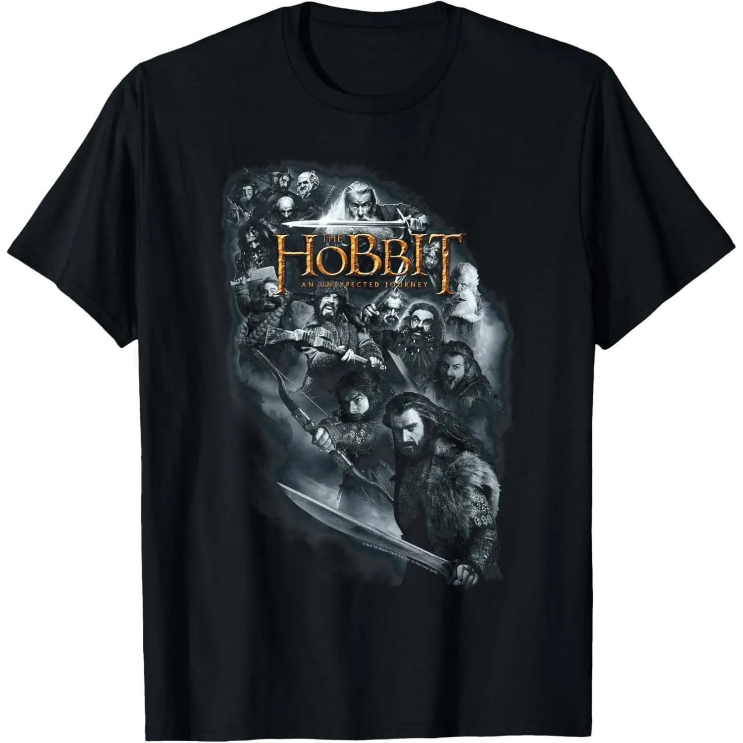 Hobbit Cast of Characters Graphic Tee Men Round Neck Short Sleeve Pure Cotton T-Shirt