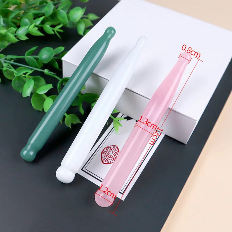 Natural Jade Rose Quartz Face Acupuncture Pen Guasha Massage Stick Obsidian Trigger Point Scraping Eye Jade Massager Beauty Tool