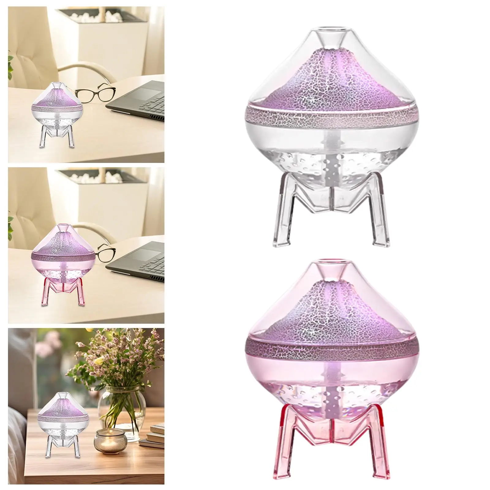 Air Humidifier Volcano Decorative Light Nightlight Cool Mist Maker Mini Humidifier Desk Humidifier for Office Plants Living Room