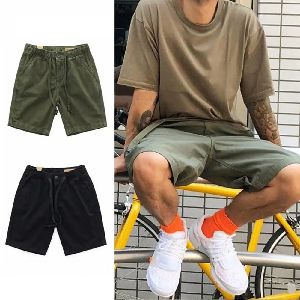 Pantalones cortos de algodón para hombre, Bermudas holgadas de lujo, color caqui, informales, de alta calidad, para negocios y redes sociales,