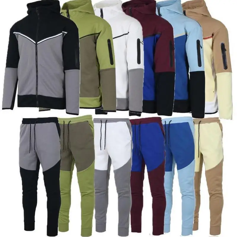 

Комплект мужской спортивной одежды Tech e Hoodie Jogger Set Cross Border NS Single 2 Pa: повседневная спортивная одежда, футболка и шорты, осенняя коллекция