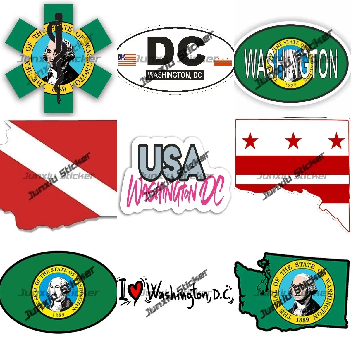 

USA Washington Flag Map Car Sticker Decal Waterproof Accessories Washington Dc Usa Shaped Scuba Dive Flag Car Decal Decor KK13cm