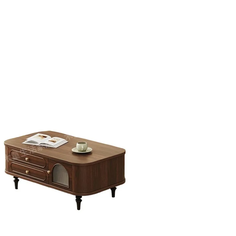 

TV cabinet vintage cream style solid wood TV set coffee table combination living room home medieval style storage cabinet