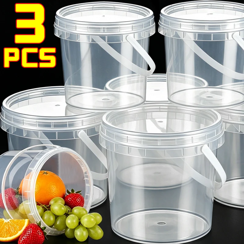 Caja de almacenamiento redonda de plástico sellable, para almacenar miel, mermelada, pintura, cosméticos, aperitivos, 500ml, 750ml, 1000ml, cubo transparente para cocina, 1/3 unidades