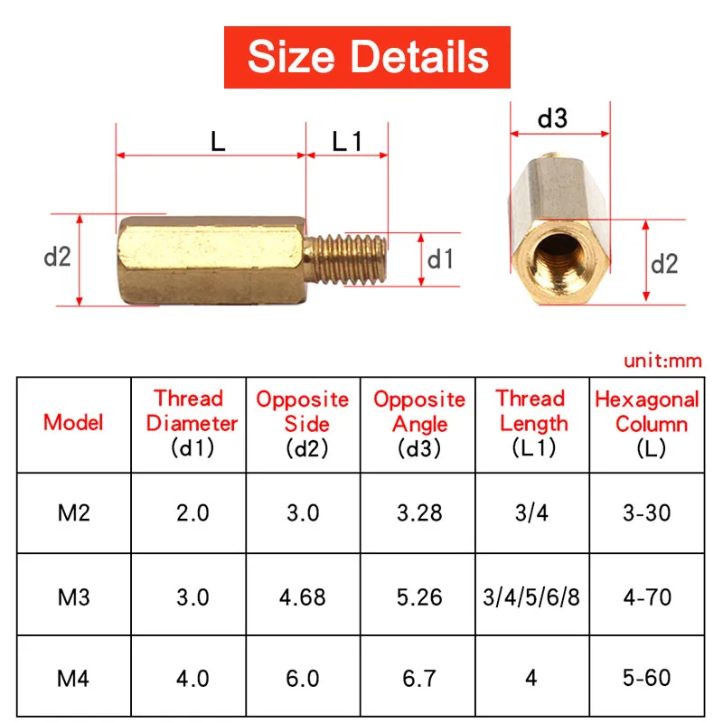 Male Female Brass Motherboard Standoffs Hex Column PCB Board Pillars Rack Stud Spacing Screws Bolts Spacers M2 M2.5 M3 M4 M5 M6