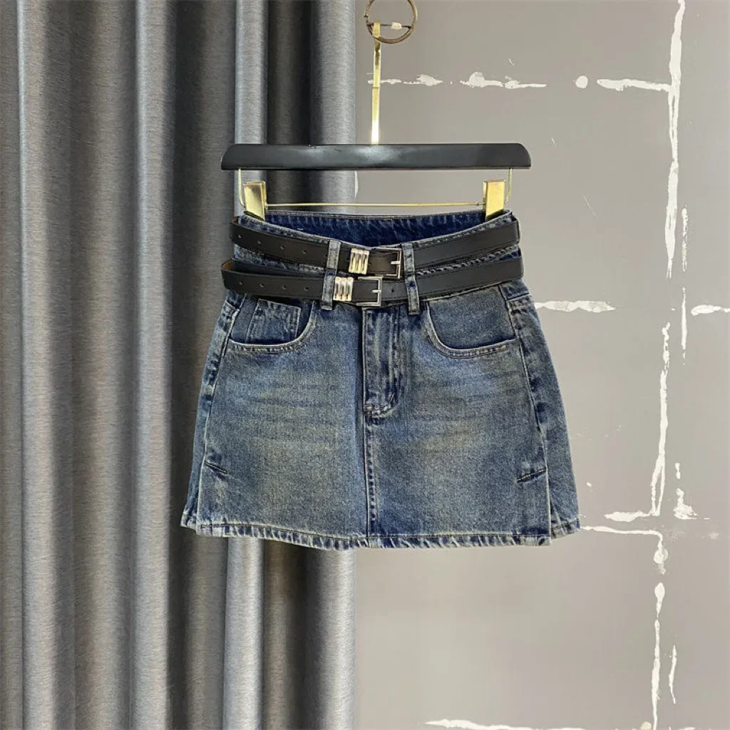 

Skirt Girls Spring New Korean Elastic Waist Forking Cowboy Short 2025 Simple Childrens Clothing Pocket Personality