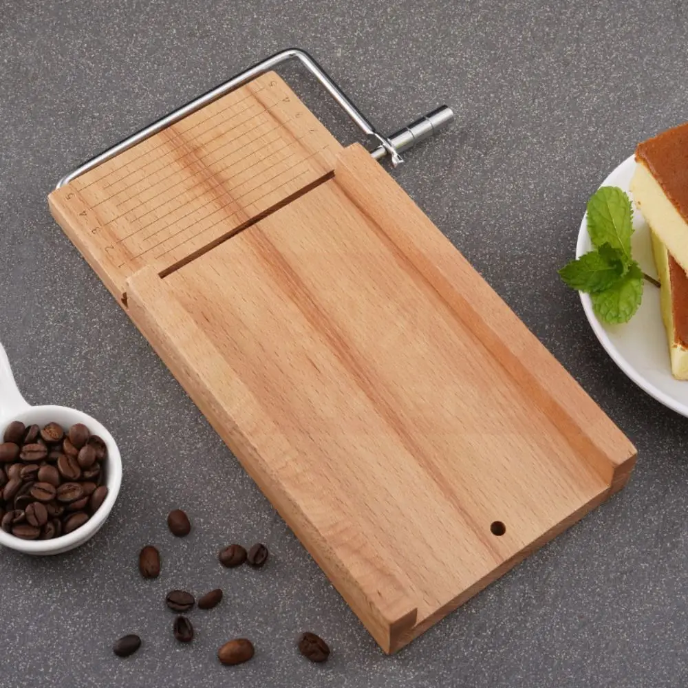 

Kitchen Gadgets Wood Cheese Slicer Stainless Steel Wire with Scale Ham Slicer Handmade Cheese Cutter Candle