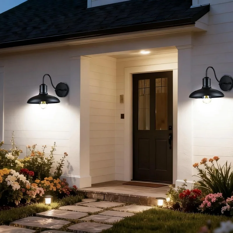 

Retro Industrial Black Wall Sconce Outdoor Lantern Waterproof Lamp Gooseneck Barn Lights Outside LED Light Bulb not included