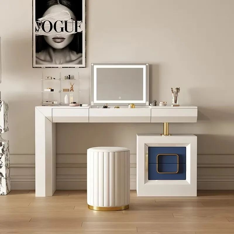 Nordic White Dresser Luxury Mirror Princess Vanity Dressers Storage Organizer Penteadeira Para Quarto Furniture Home