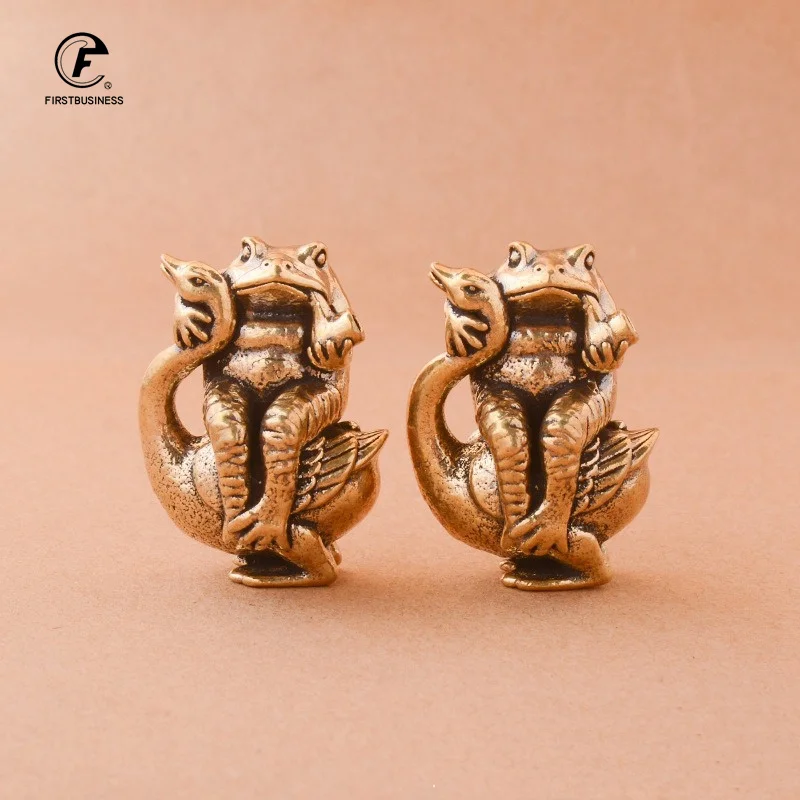 Copper Mini Tea Ceremony toad-swan Frogs Sculpture Good luck in romance Ornaments Home Decoration Accessories Bring Lucky Decor