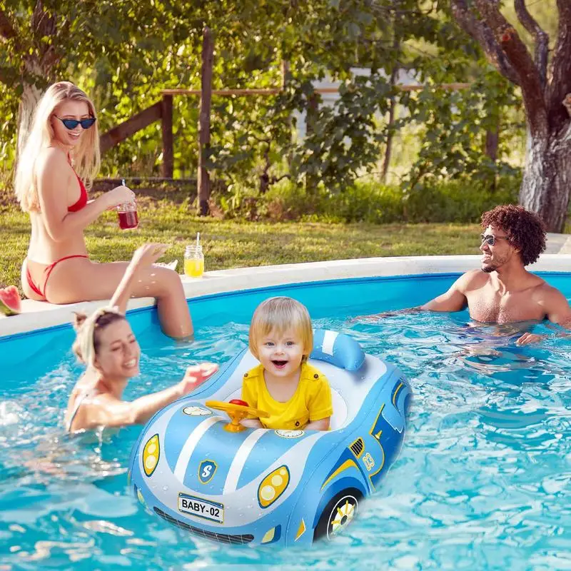 Pool-Schlauchboote für Kinder, Auto-Form, aufblasbarer Schwimmer, Spiele im Freien, aufblasbares Aufsitzwasserspielzeug für Kinder im Alter von 3, Pool-Spielzeug für den See