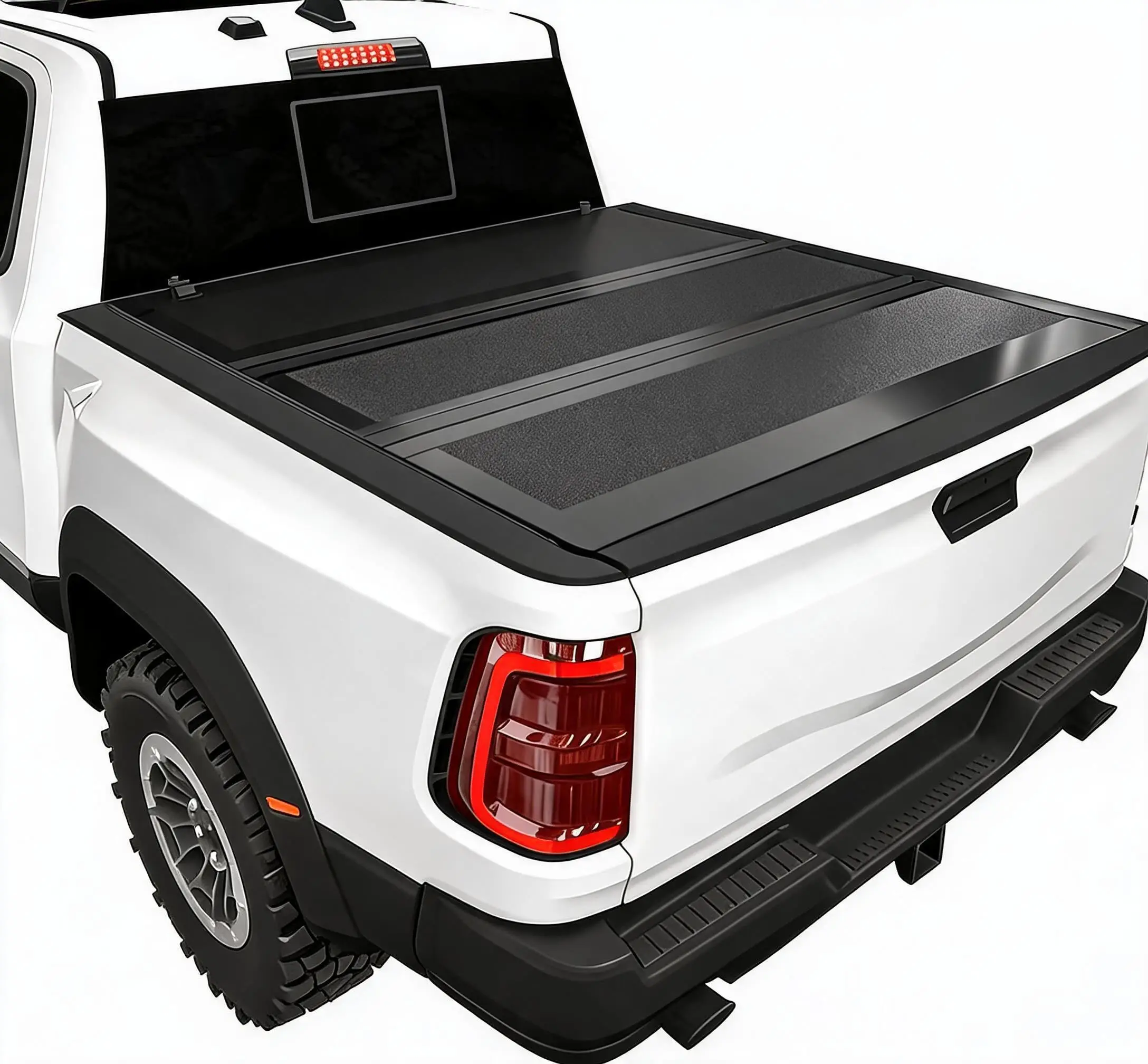Hard Tri-Fold Tonneau Cover for Ram 1500 New Body Style - Fits 6.4 ft Truck Bed (76.4 in) - Low-Profile, Weather-Resistant Pickup Bed Cover, Black