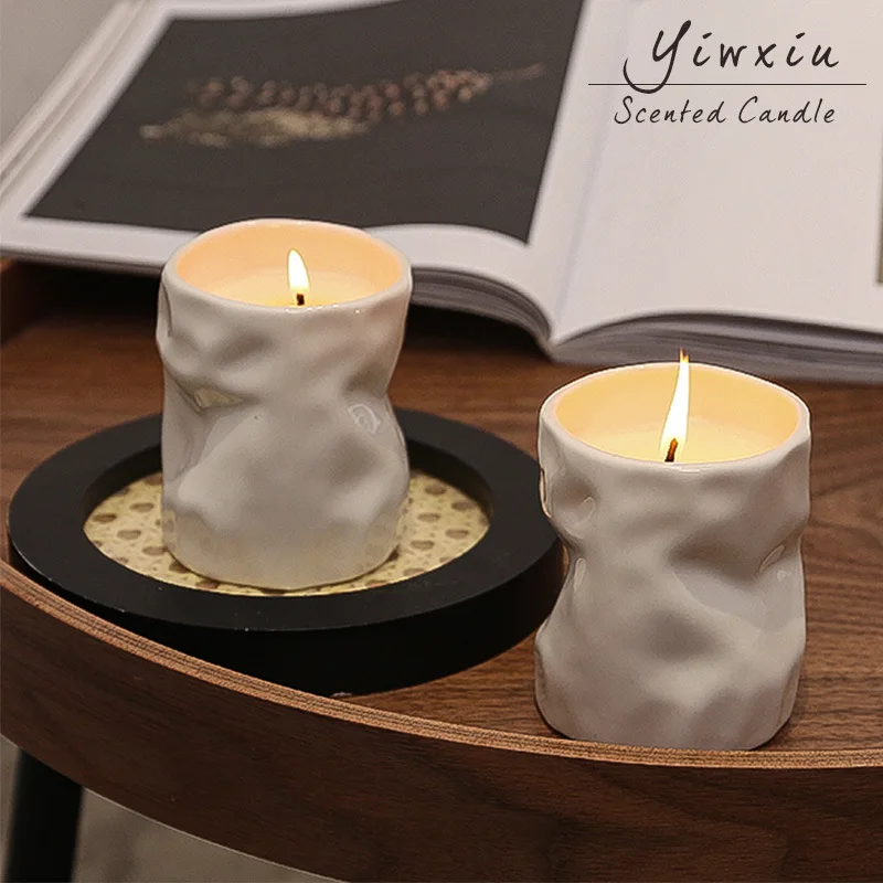 One Smell Hand Holding Ceramic Cup Aromatherapy Candle Cup Soybean Wax Birthday Gift Fragrance Gift Box Creative Gift