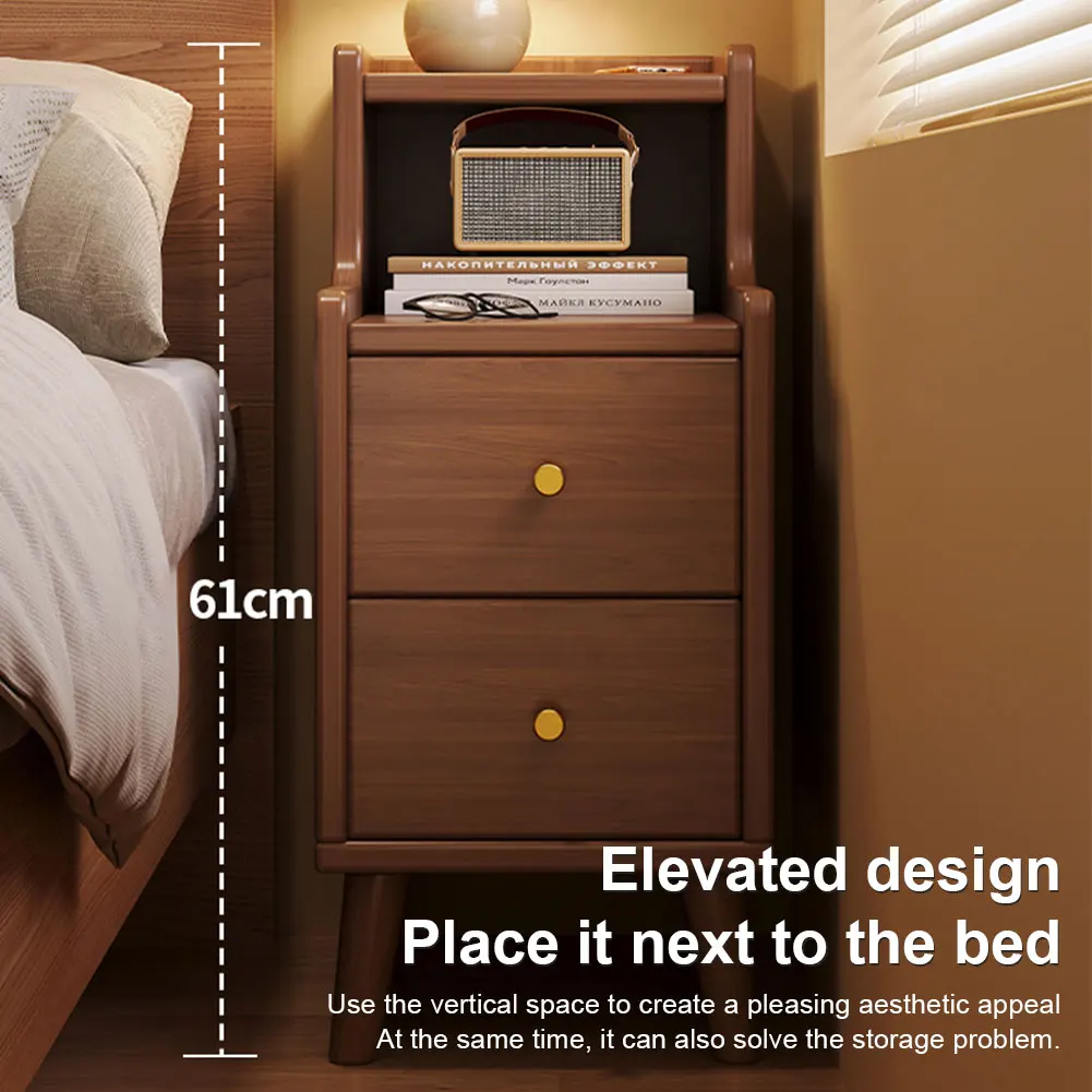 Ultra-Narrow Wooden Nightstand 6