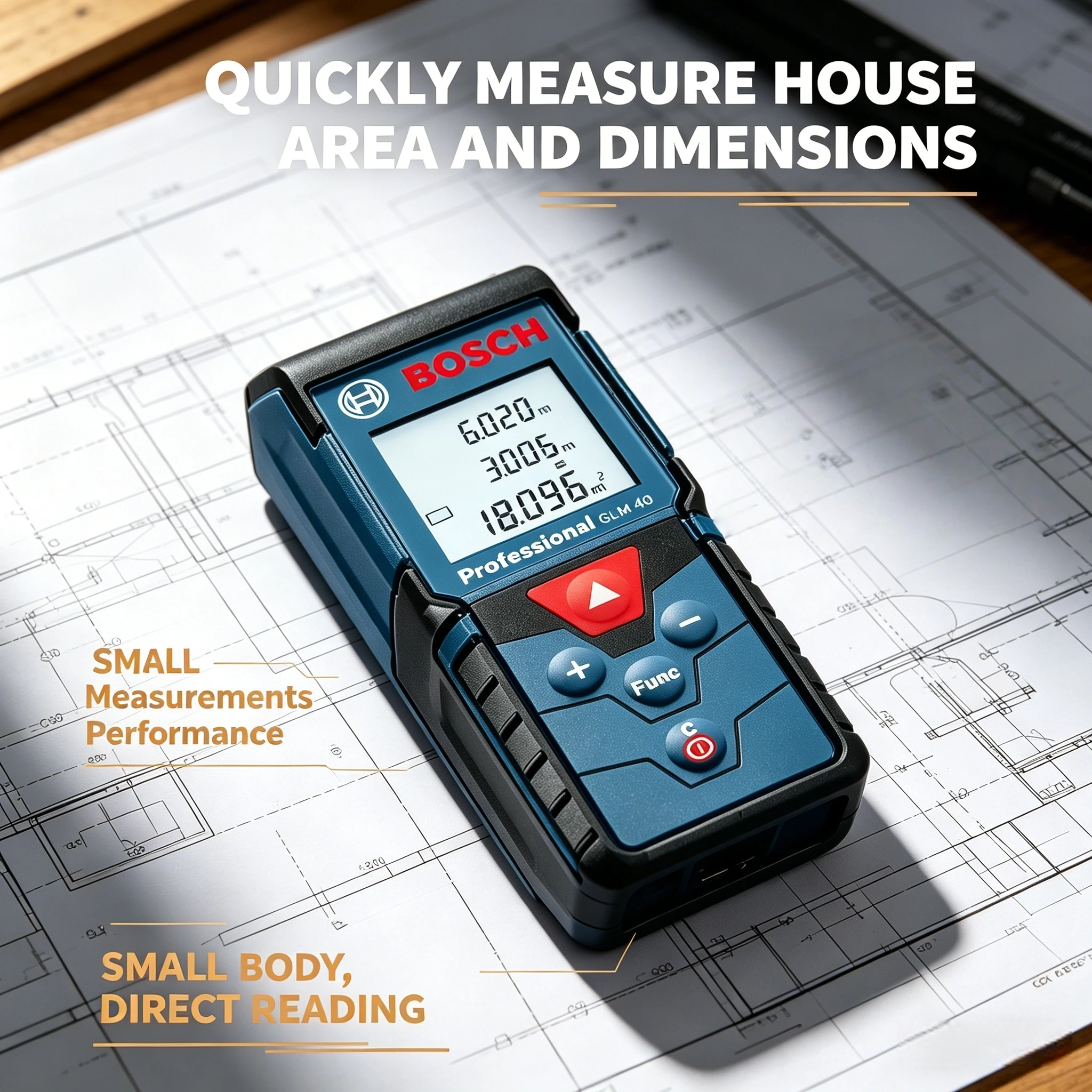 

New Bosch GLM 4000 Laser Measure, IP54 Dust/Water Resistant, Easy-to-Read Display for Bright & Low-Light Environments
