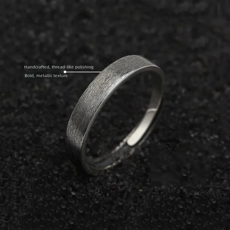 Retro Brushed Ring Personalized Trendy Men Index Finger Tail Ring Korean Version Open Ring Simple Fashionable Men Single Ring