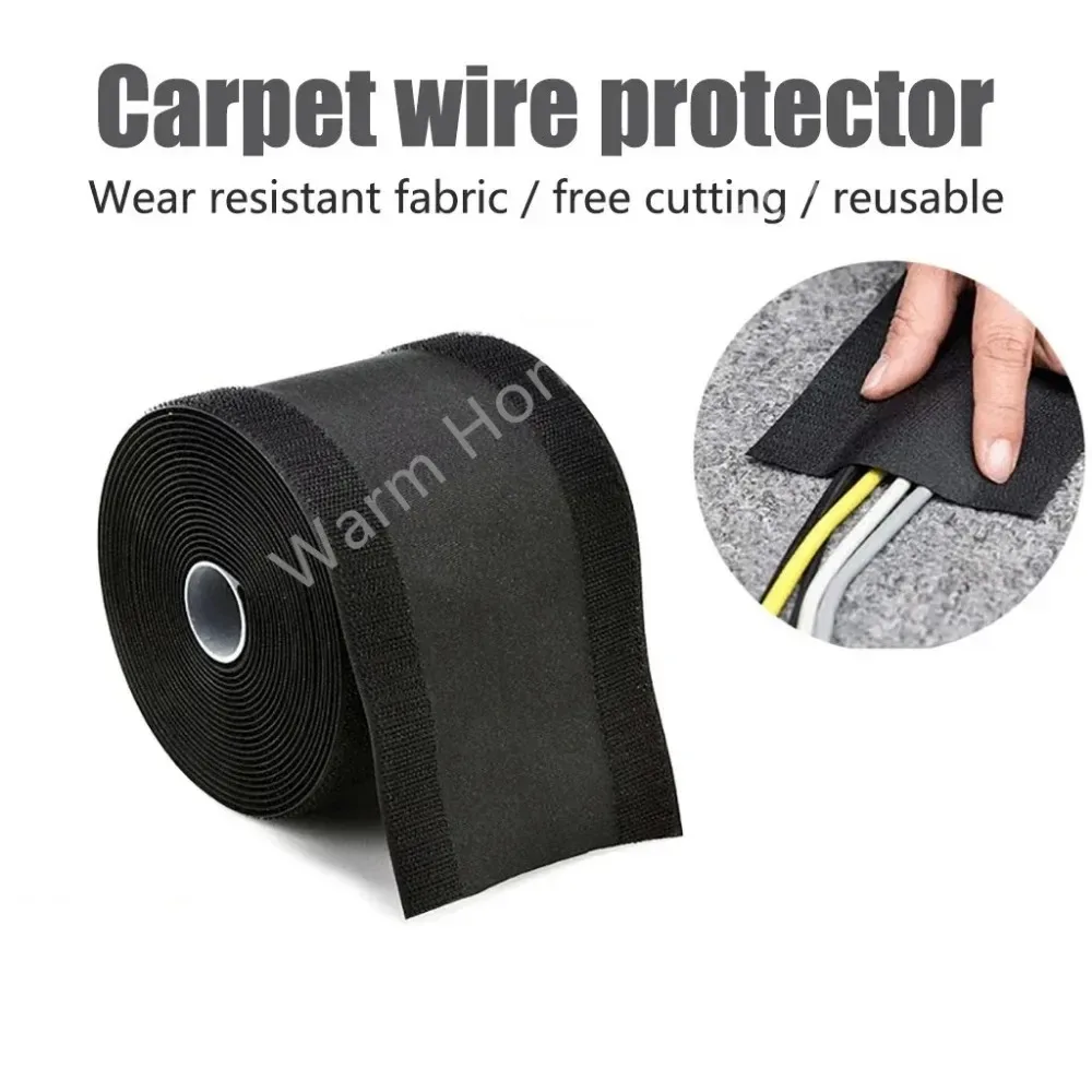 3/1M Cable Cover Nylon Adjustable Reusable Extension Blanket Wire Cable Grip Strip Storage Harness for Floor Carpet Trunk Desk