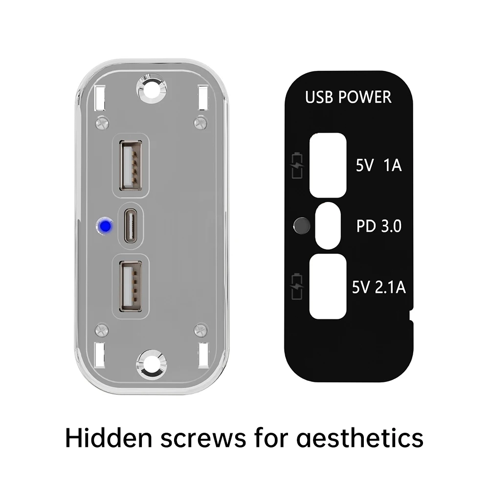 Quick Charger PD Dual USB Panel Car Charger Socket 3.1A 12V/24V USB Charger Outlet Power Adapter for Camper Caravan Accessories