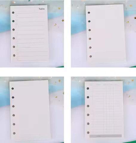 180Pcs Hand Account Inner Pages A5 Refillable White Loose Leaf Paper for 6 Ring Binder Journal Planner Dotted Grid Ruled Plain