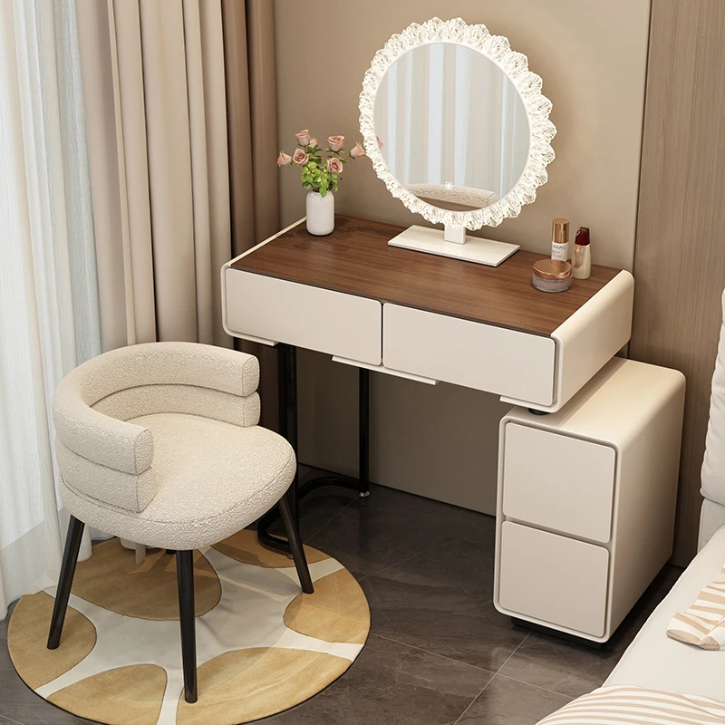 البني الأوروبي خلع الملابس الجدول تخزين الإضاءة الملابس مرآة خلع الملابس الحديثة أوروبا البريد ماكياج الأثاث غرفة نوم